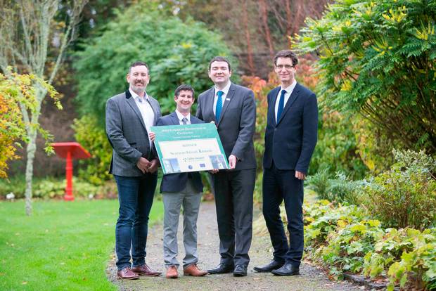 Pictured are Cllr Ian Lynch, Diarmuid Whelan, Scattery island Heritage Group, Minister Brendan Griffin and Paddy Head of Investment Failte Ireland. Photo: Eamon Ward